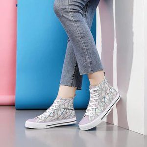High Top Canvas Purple Lace-up Sneakers